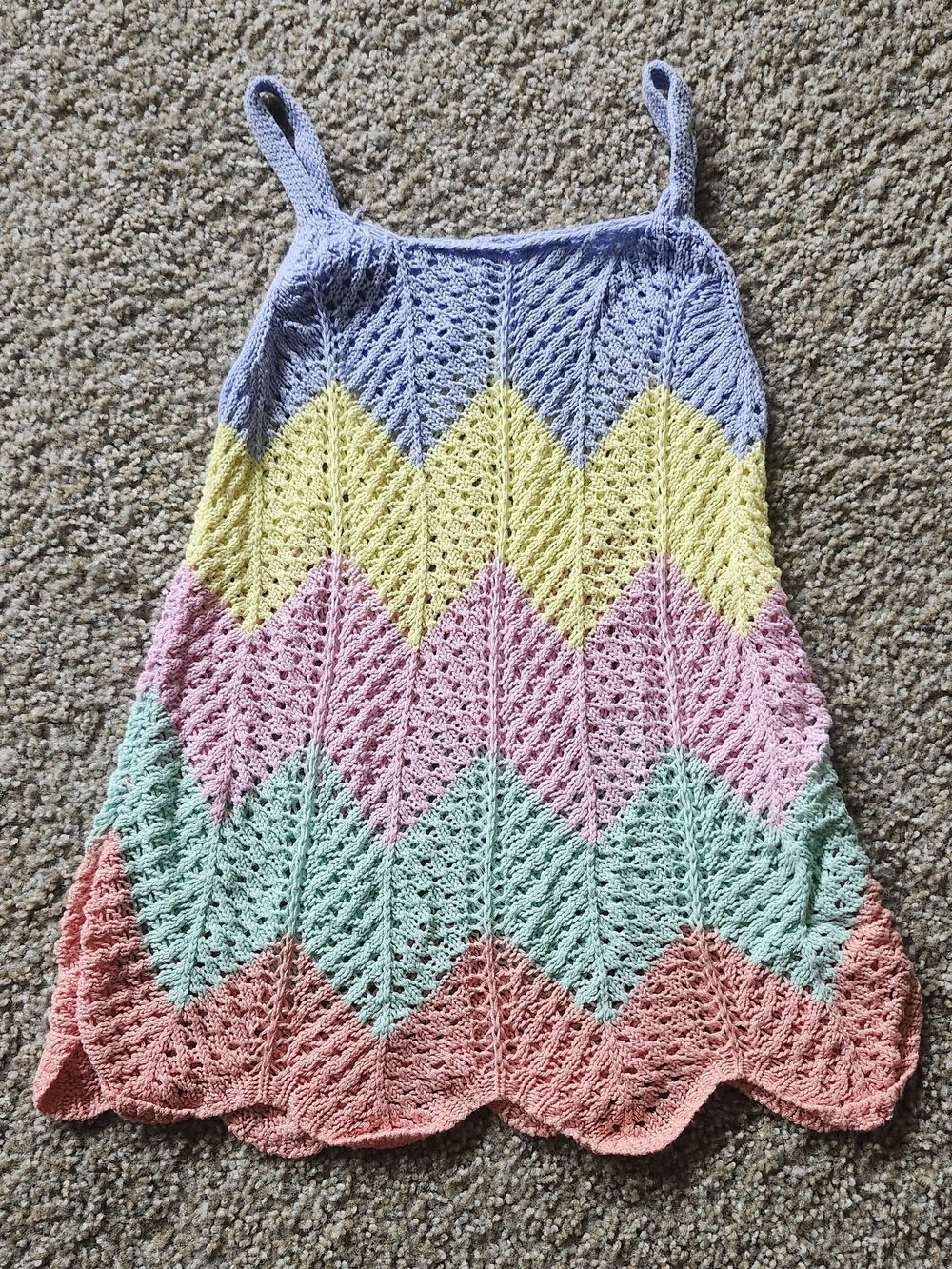 Crochet Style Tank in Pastel Rainbow